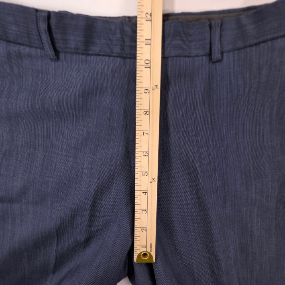 Linea Naturale Mens 35 Blue 100% Wool Textured Flat Front Dress Pants Trousers - Picture 7 of 11